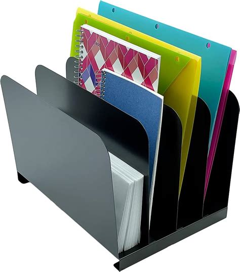Amazon.com: Huron Desktop File Organizer Vertical 4 Slot, Black .
